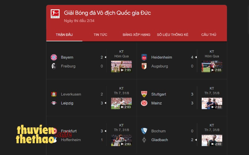 kết quả bóng đá Bundesliga